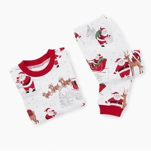 NWT Pottery Barn Kids pjs Heritage Santa Long Sleeve Organic Cotton 2T